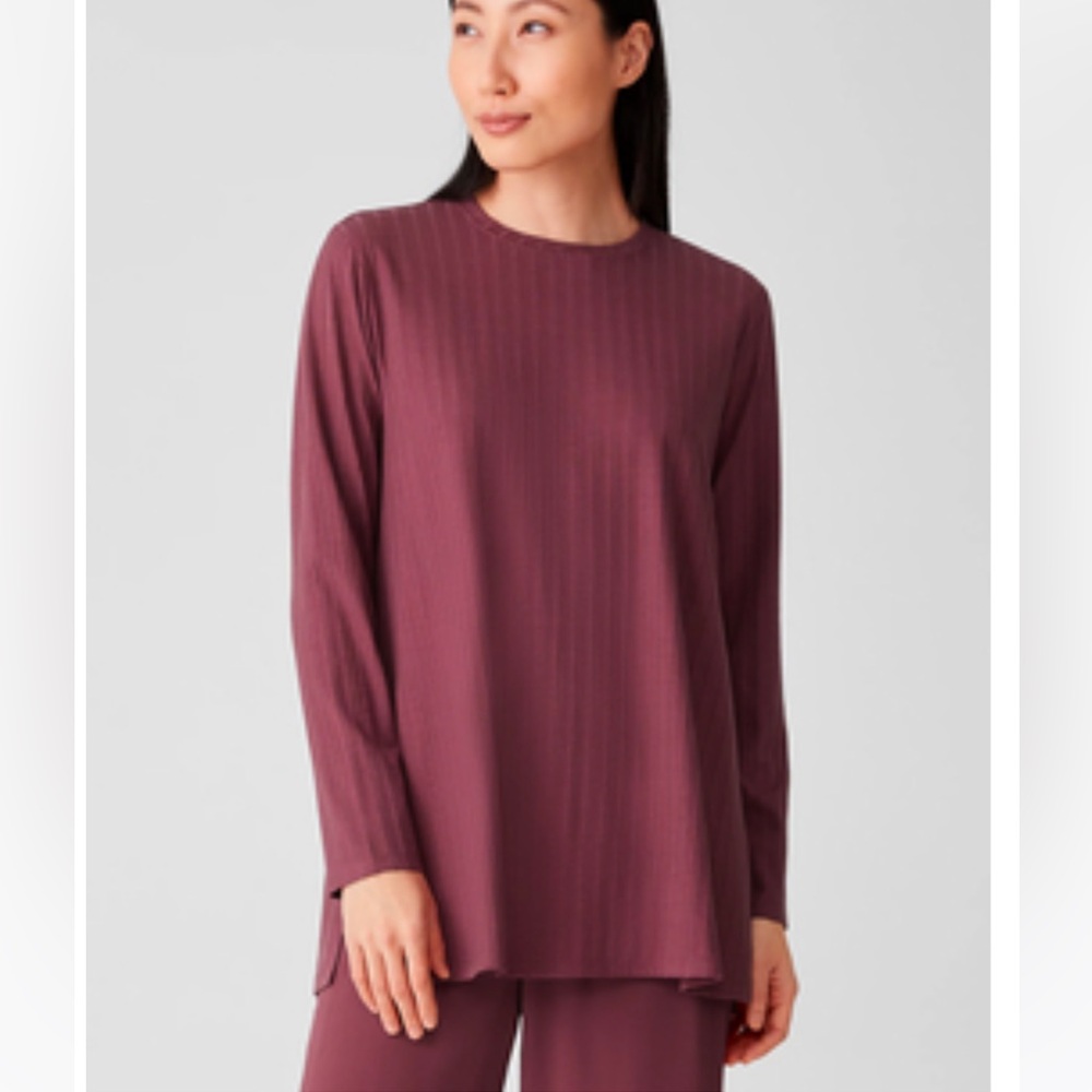 EILEEN FISHER | washed stretch rib crew neck top